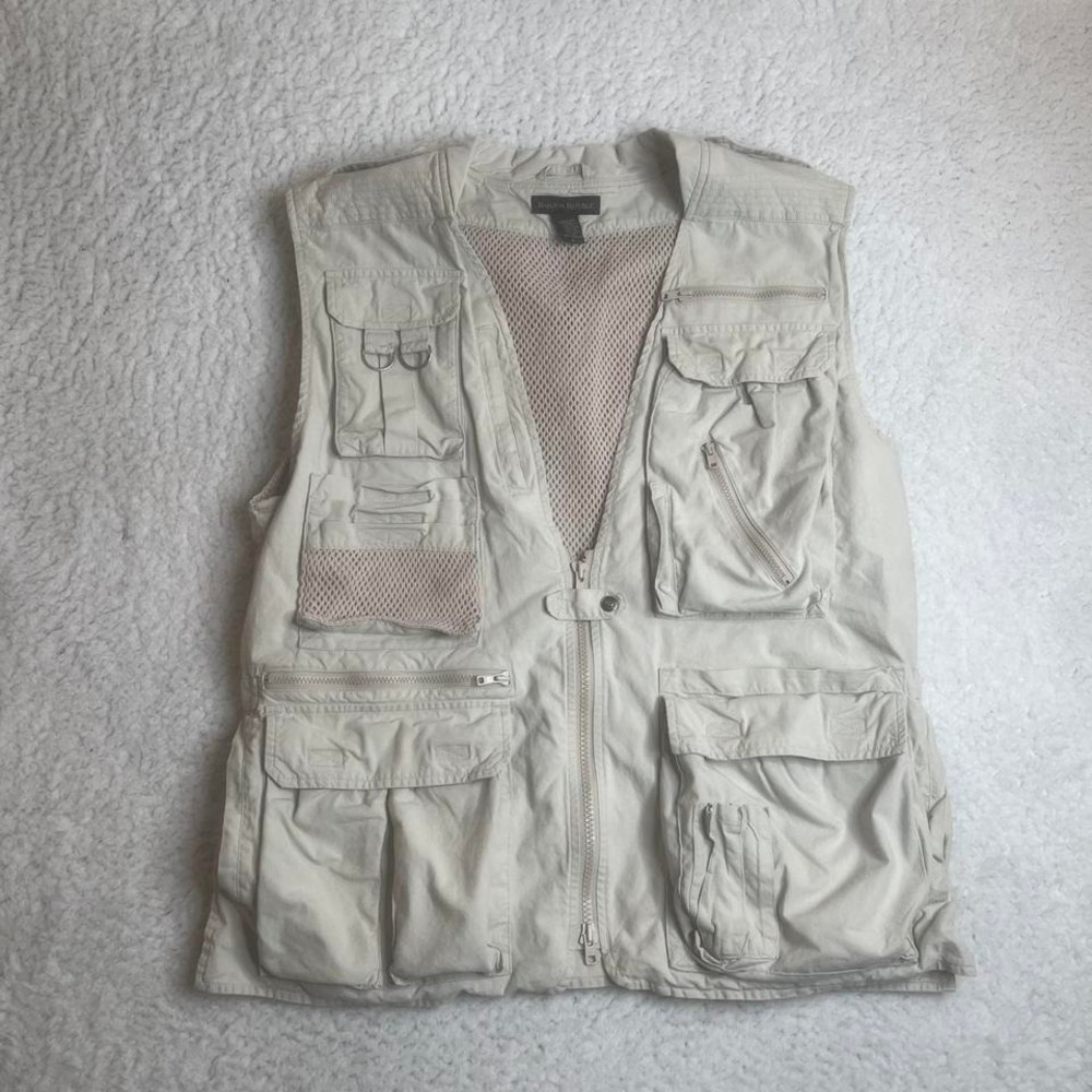 Vintage banana republic men's‎ cream utility fisherman hunting outdoors vest xl